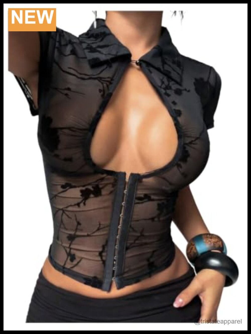 Sheer Mesh Crop Top Women's Y2K See Through Blouse